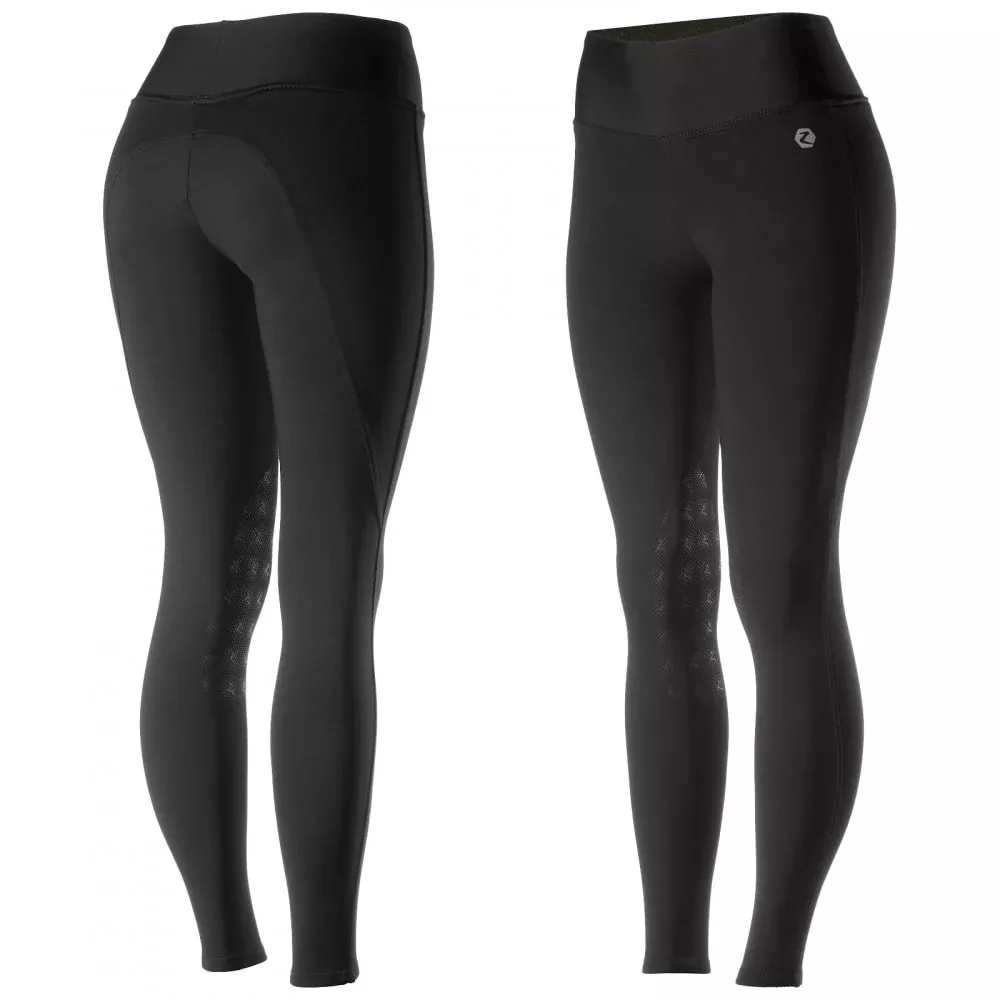 Horze Juliet Womens Hyper Flex Knee Patch Tights - Black