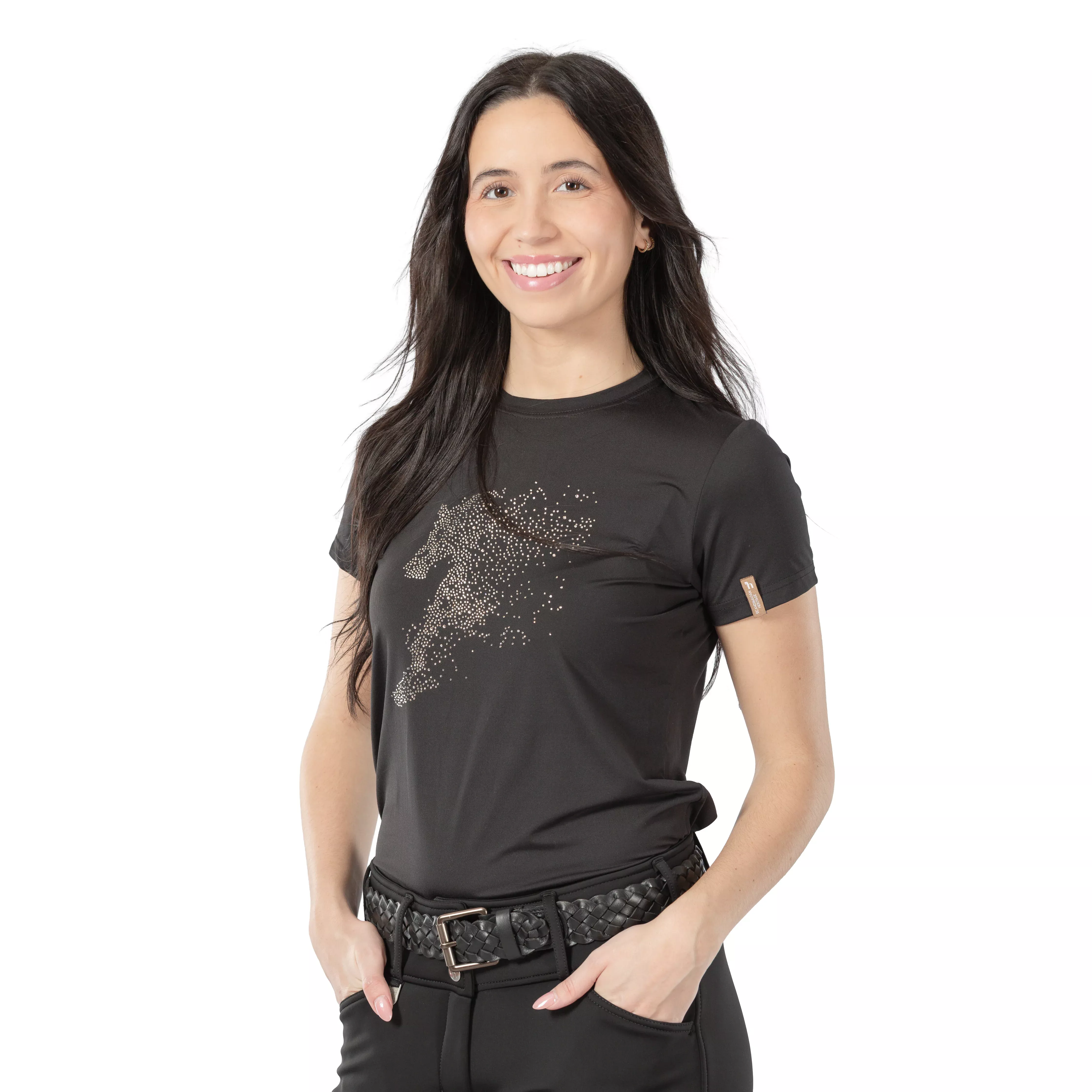 Horze Kathrin Womens Equestrian Technical T-Shirt - Black