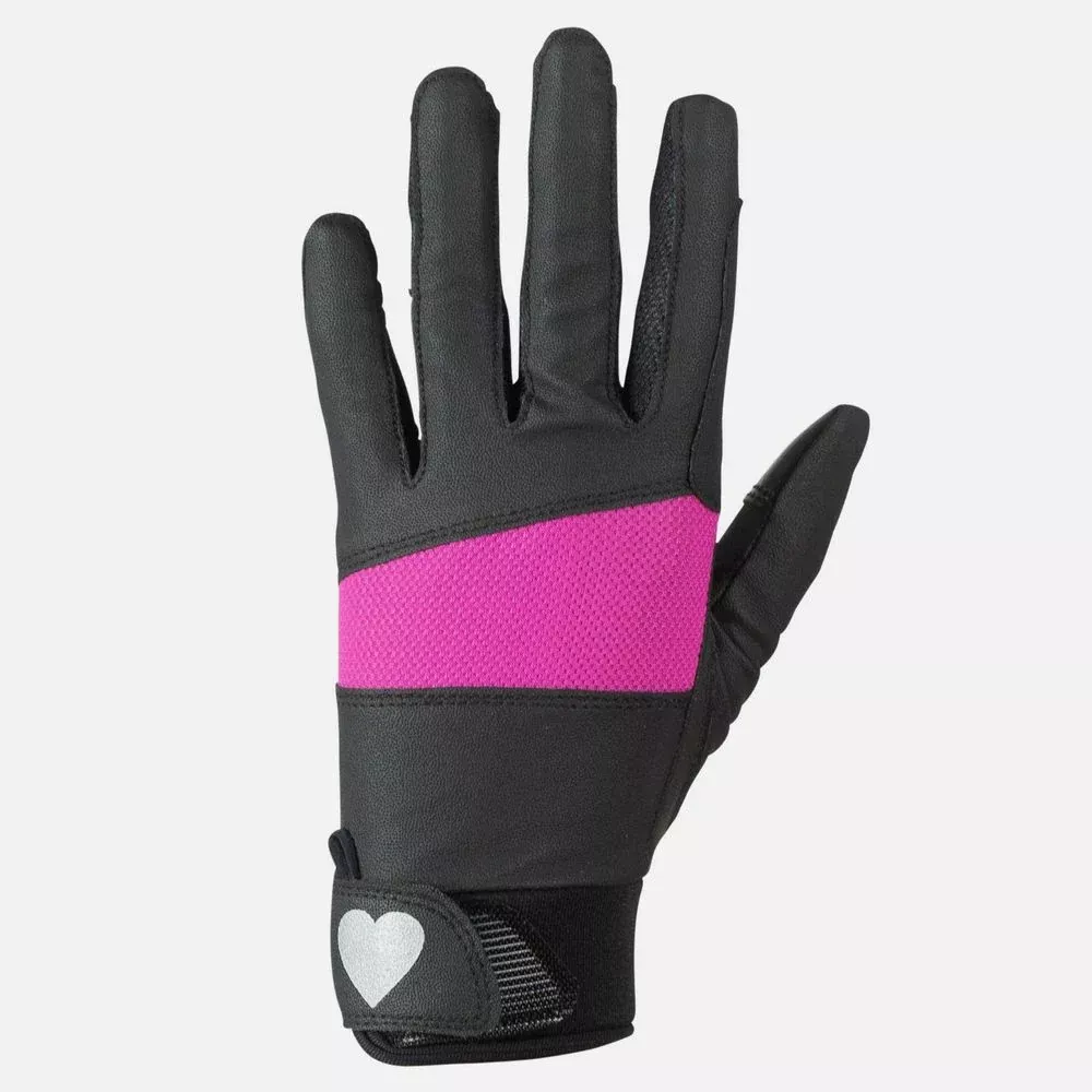 Horze Kids Gloves with Heart Glitter Print