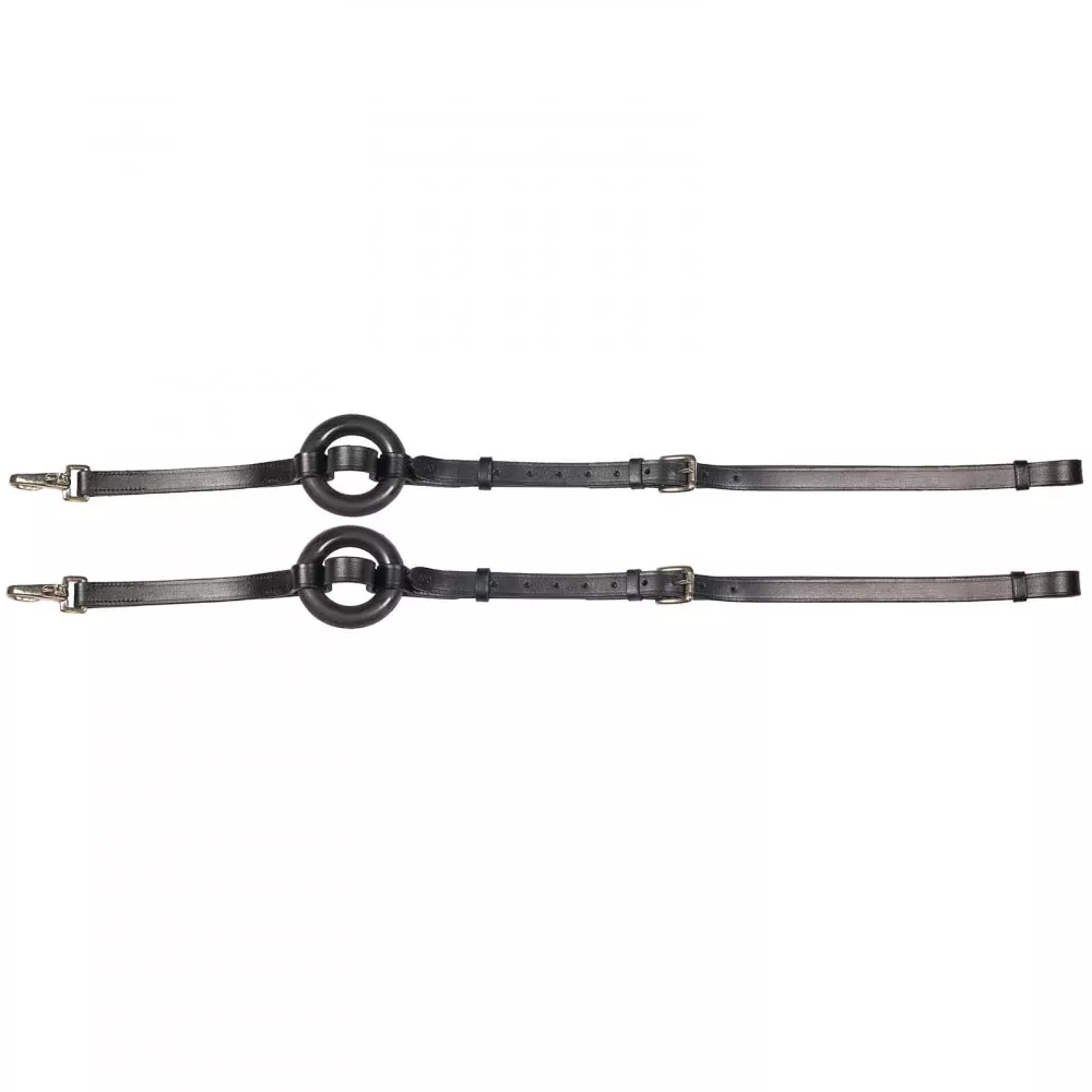 Horze Leather Side Reins w/ Rubber Donuts - Black