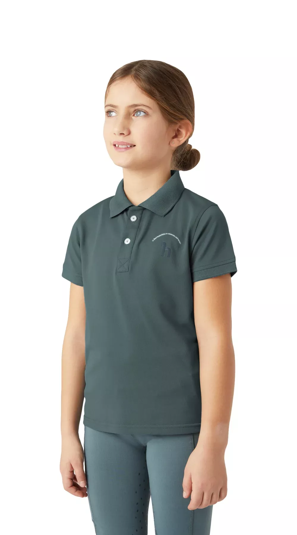 Horze Rae Kids Technical Polo Shirt - Goblin Blue
