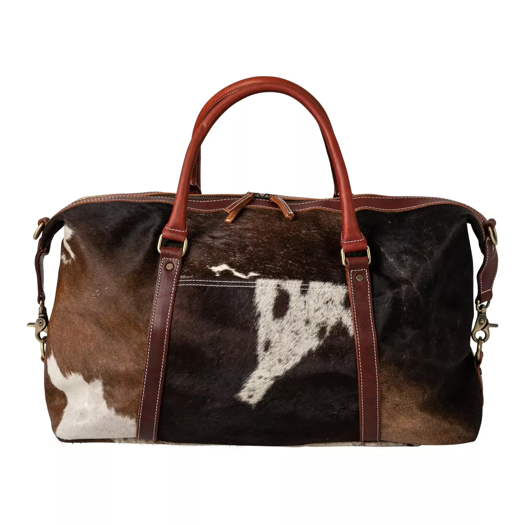 Huntley Equestrian Cowhide Leather Travel Duffle Bag