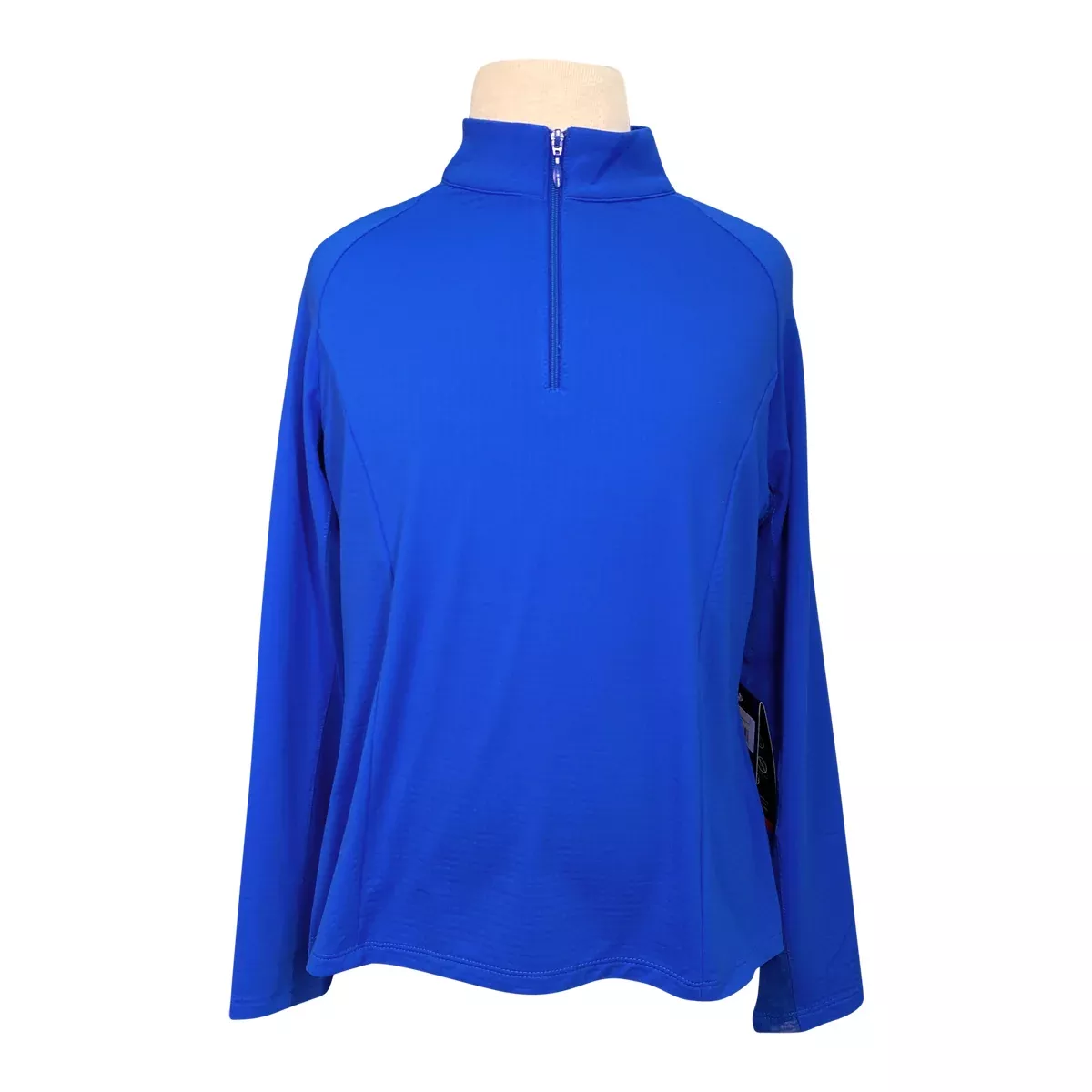 Ibkul Solid Long Sleeve Mock Neck Top in Blue - Children's XL