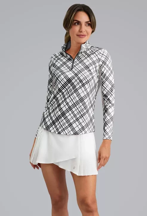 IBKUL Tony Print LS Mock Neck Top