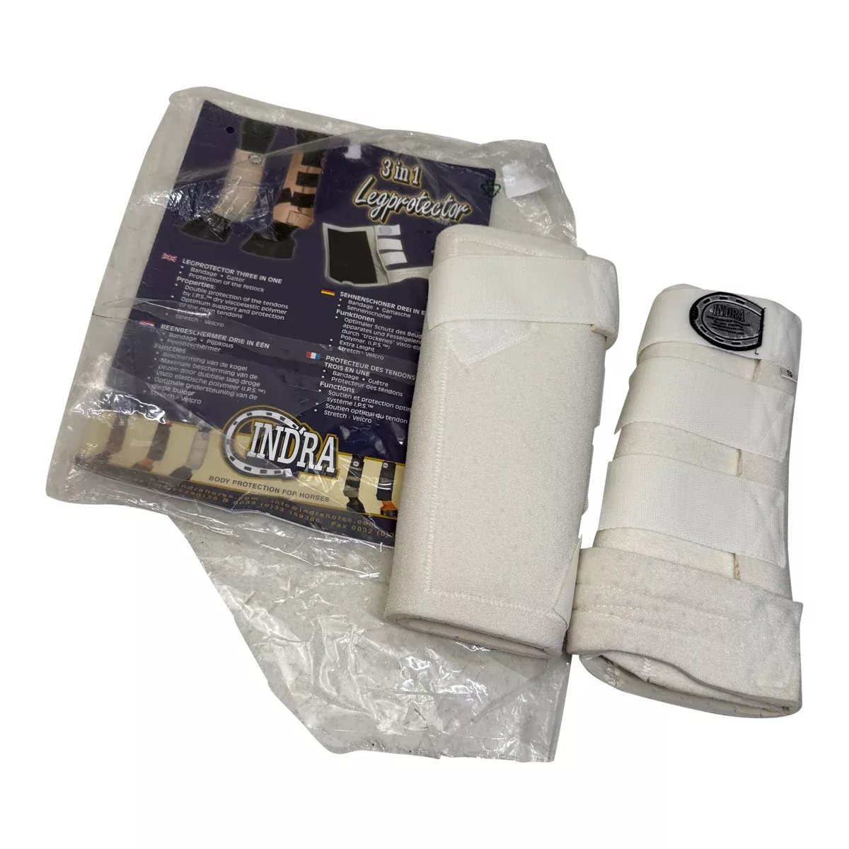 Indra Horse Leg Protectors Elite in White - Small