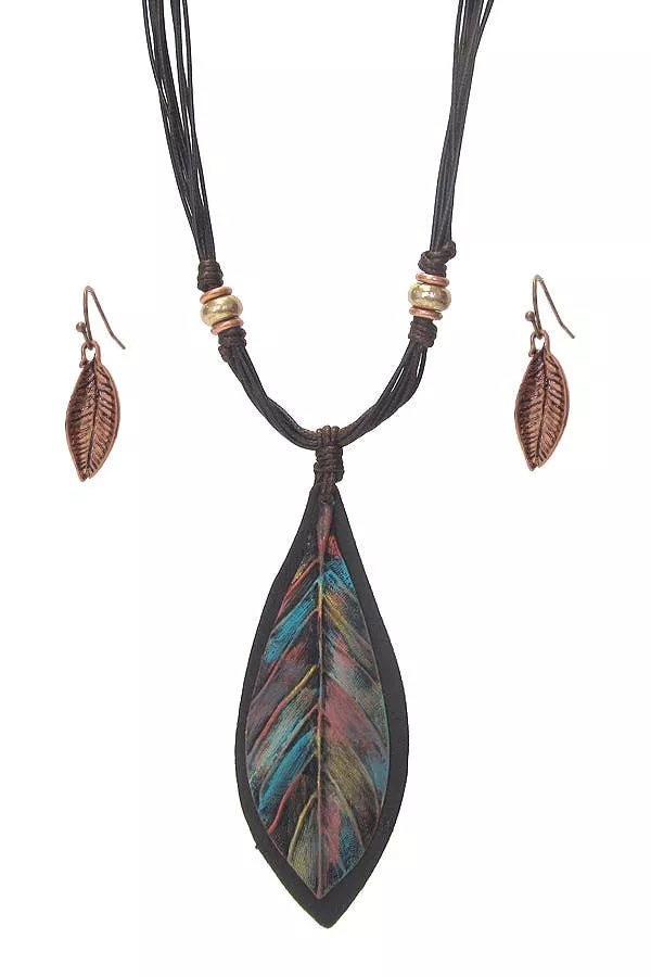 ( J343 )LEAF NECKLACE SET