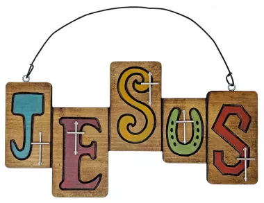 'Jesus' Hanging Wood Plaque