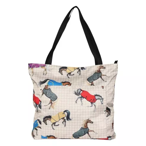 JPC - AWST Int'l Lila Horses in Blankets Tote Bag