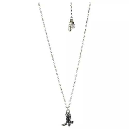Justin silver boot necklace w/ spurs charm – 16" + 2.5" ext
