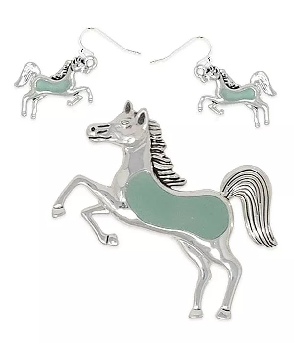 ( K277 )HORSE PENDANT EARRING SET