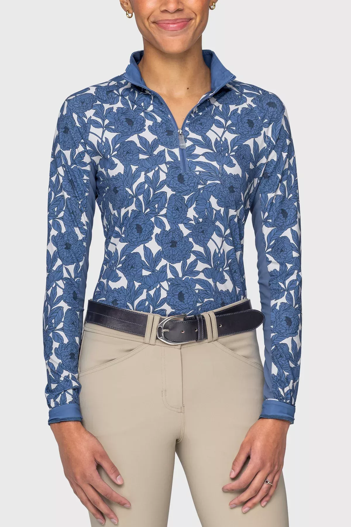 Kastel Long Sleeve Pacific Blue Wild Rose 1/4 Zip