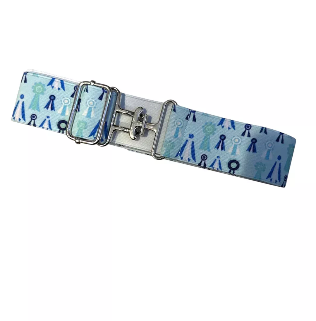 Kathryn Lily Equestrian Adjustable Elastic Blanket Belt - Teal Ribbons