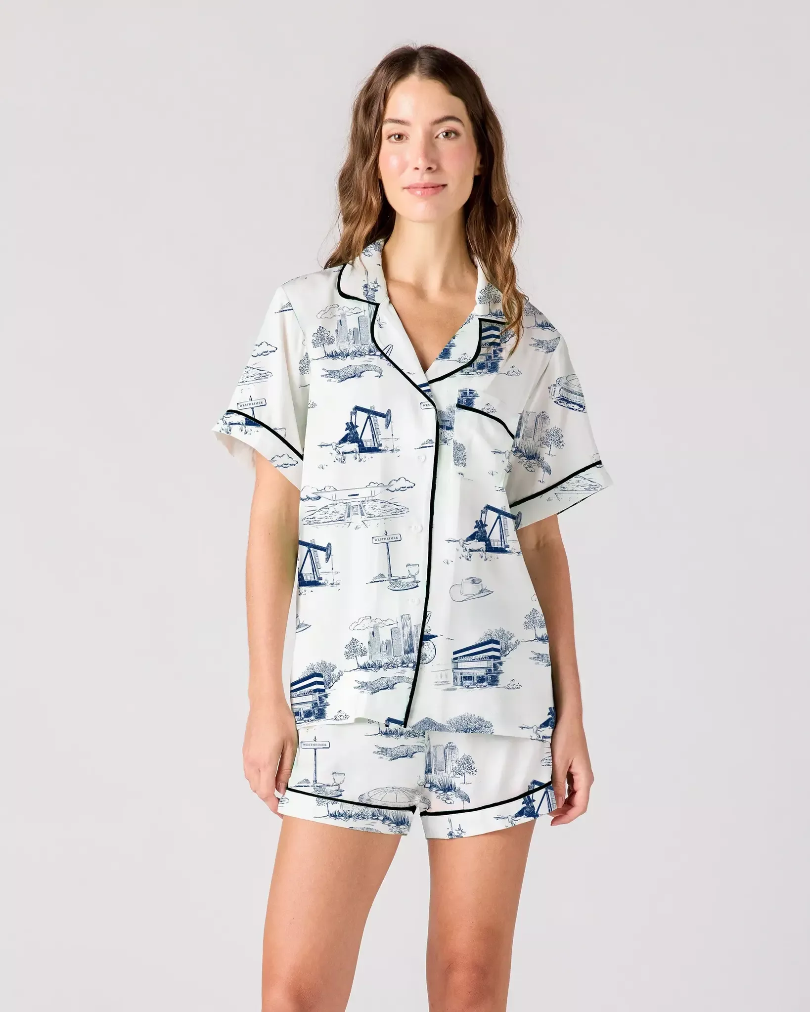 Katie Kime - Houston Toile Pajama Shorts Set -