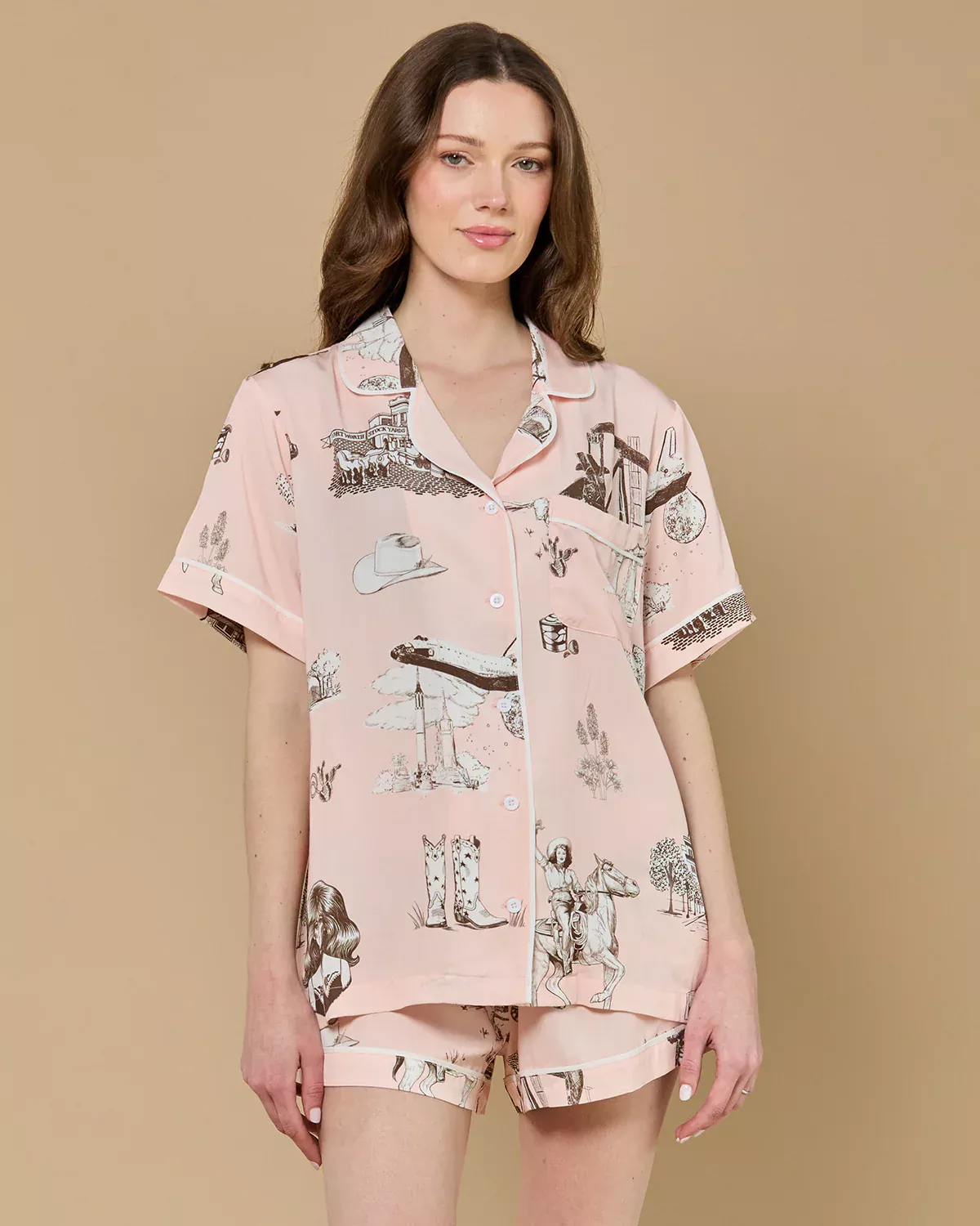 Katie Kime - Texas Toile Pajama Shorts Set -