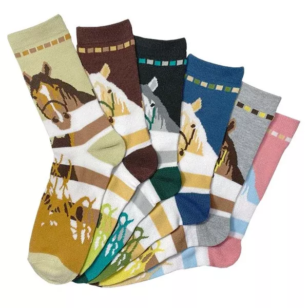 Kelley and Company At the Fence Adult Crew Socks