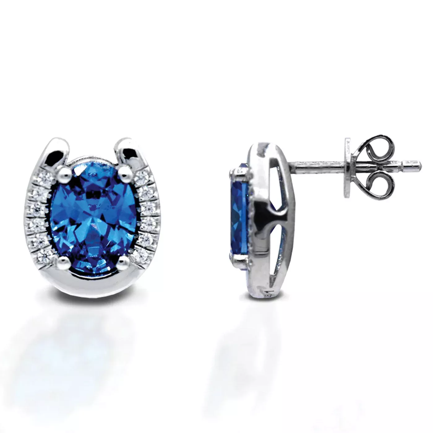 Kelly Herd Blue Stone Horseshoe Earrings
