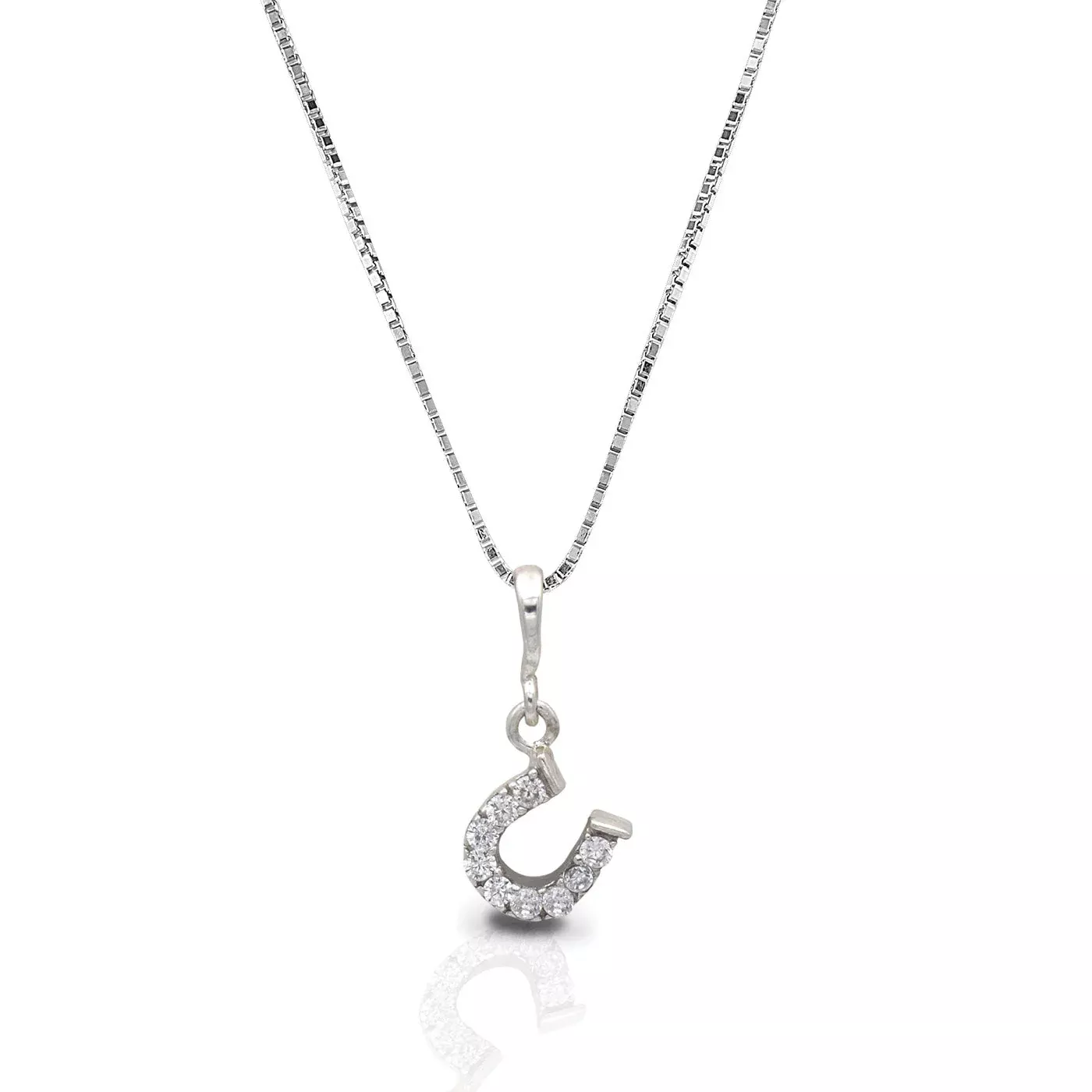Kelly Herd Clear Dangle Horseshoe Necklace