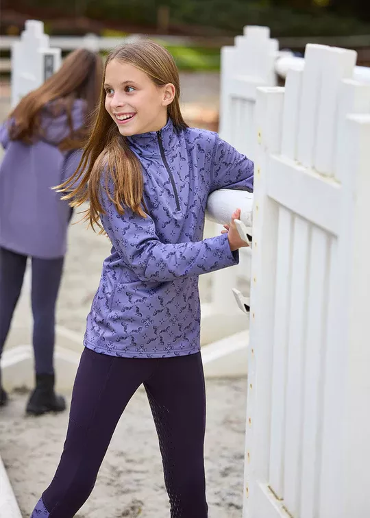 Kerrits - Kids First Level Quarter Zip Fleece Tech Top- Print -