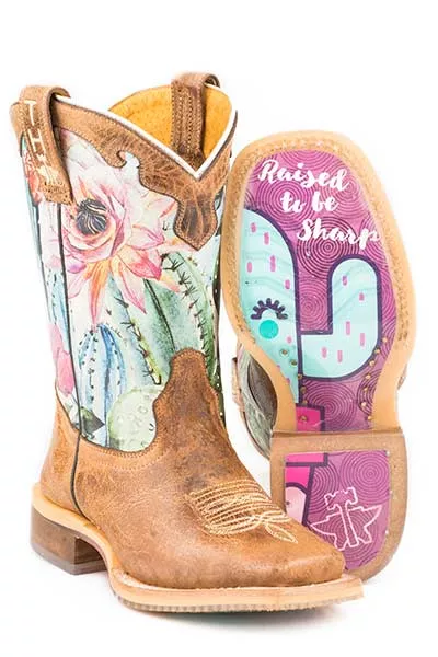 Kid & Youth Tin Haul Cactilicious Square Toe Boot w / Raised To Be Sharp Sole