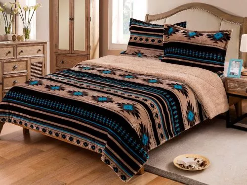KING SIZE 3 PC BORREGO COMFORTER SET WITH SOUTHWEST DESIGN