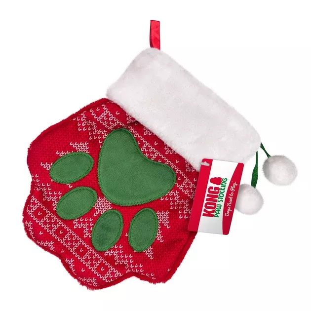 Kong Holiday Stocking Paw Knitted Pattern Dog Toy