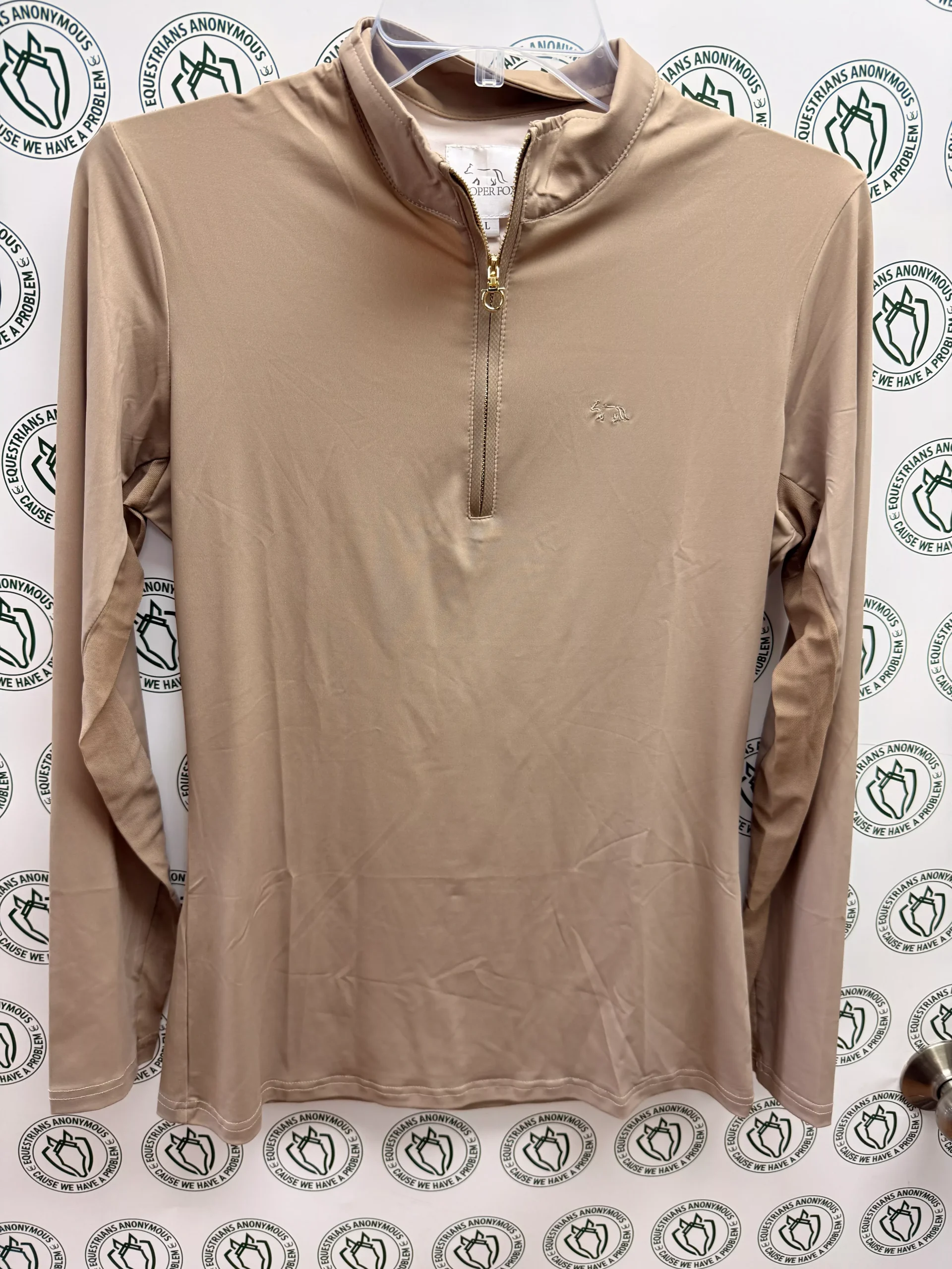 L Women's Solid Beige Sunshirt by Proper Fox