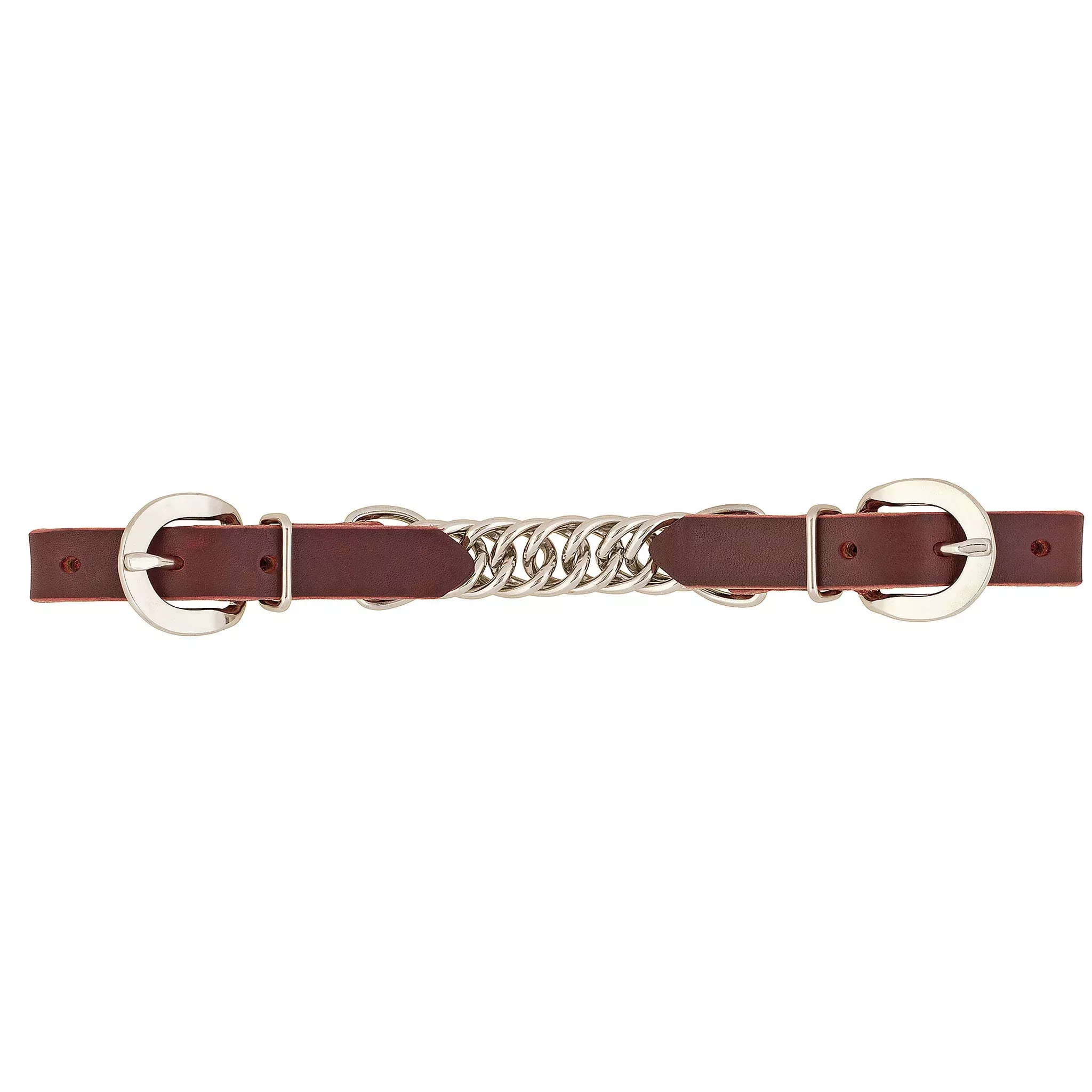 Latigo Leather 3-1/2" Single Flat Link Chain Curb Strap