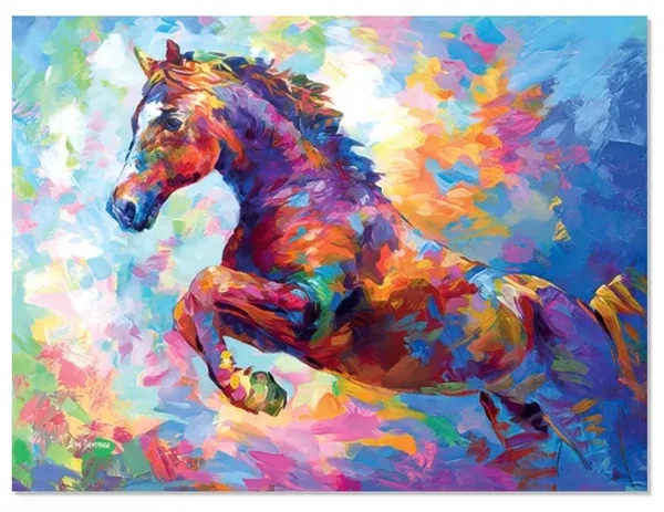 Leanin Tree Colorful Galloping Horse Birthday Card