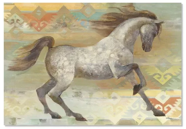 Leanin Tree Tribal Print Running Horse Blank Greeting Card