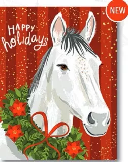 Leanin Tree White Horse with Wreath Around Neck Boxed Notecards