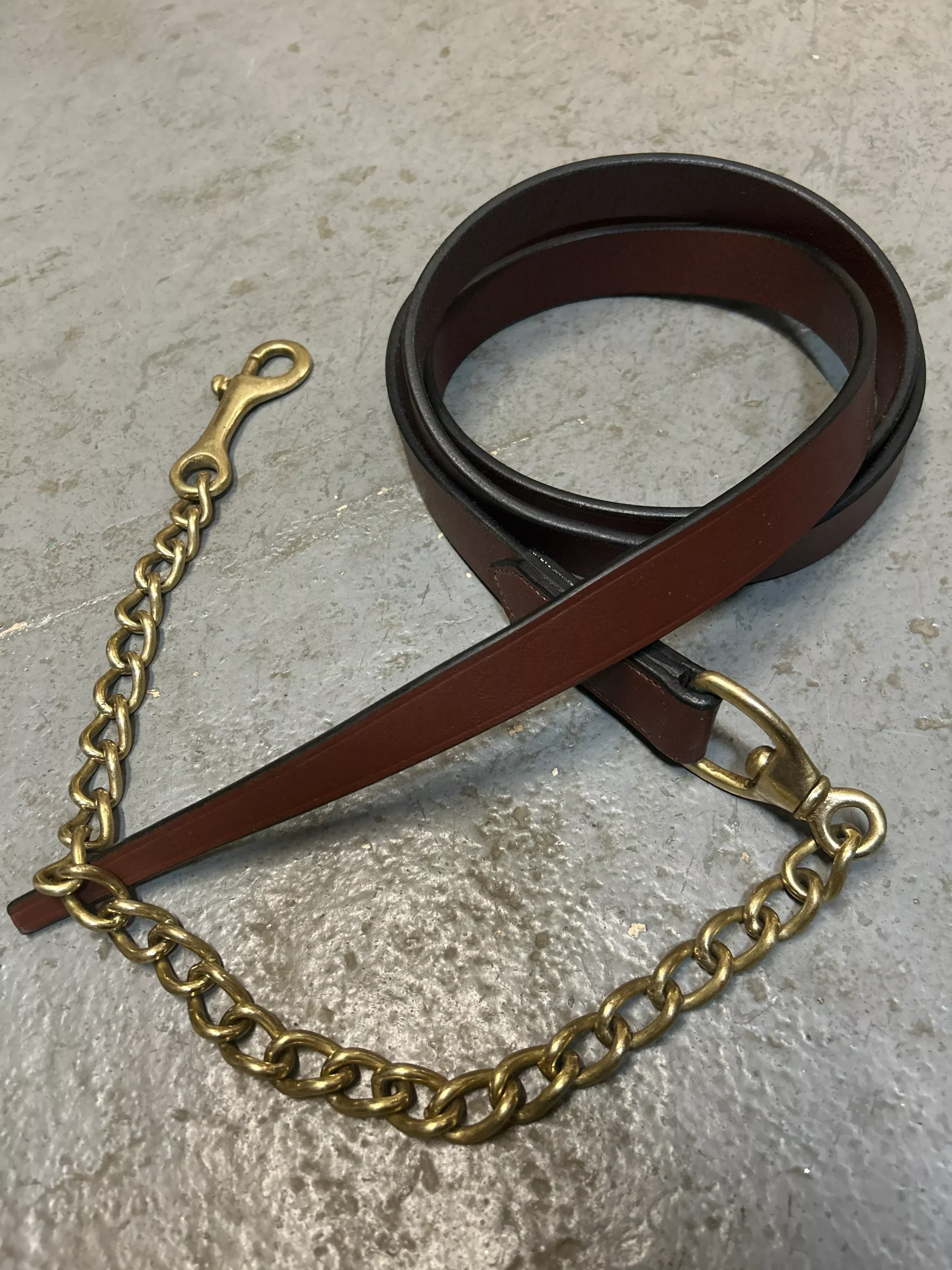 Leather and Brass Stud Chain