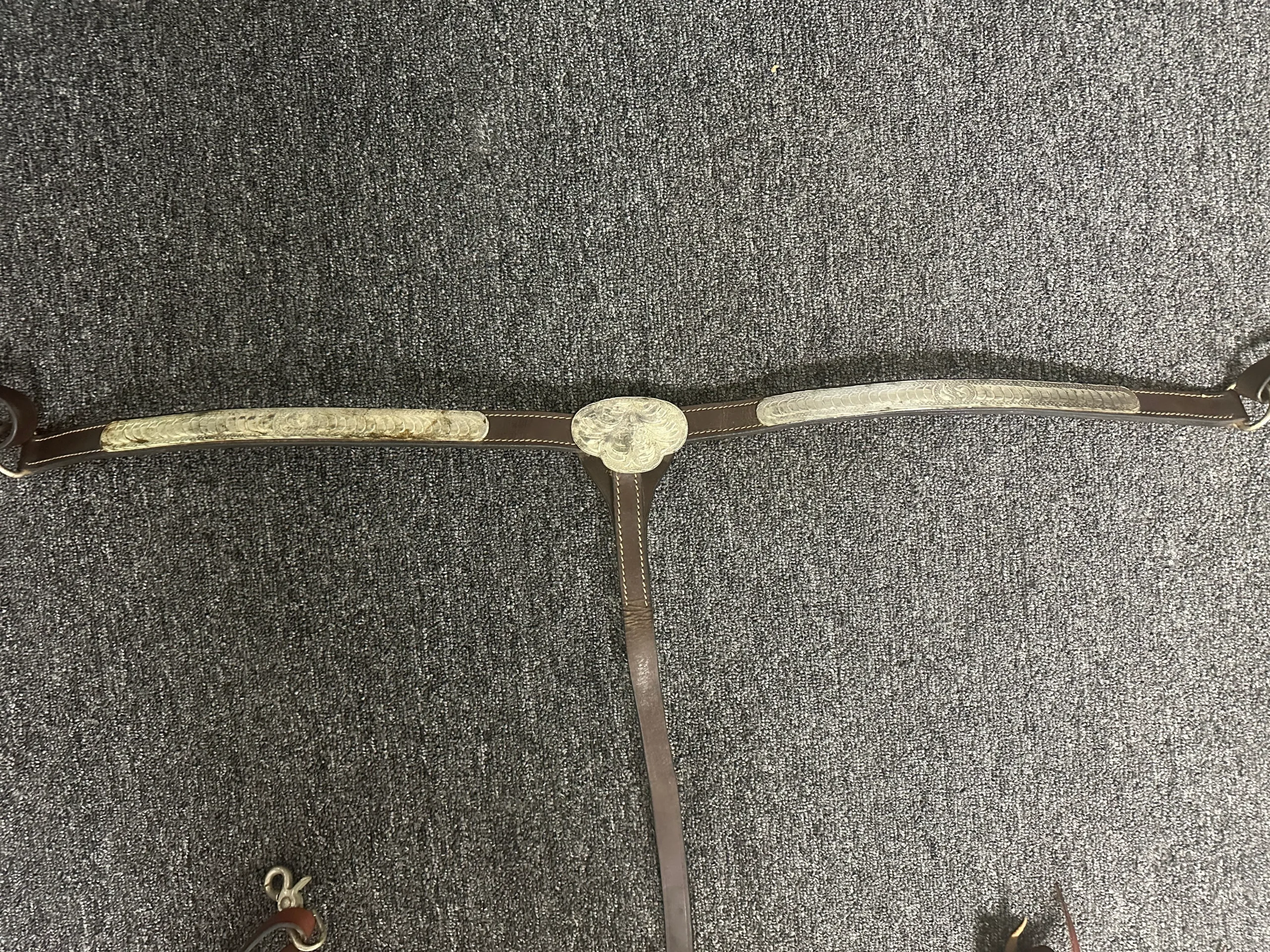 Leather Breastplate with Silver Western