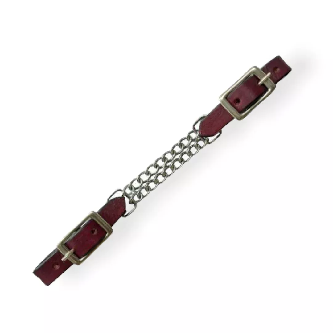 LEATHER CURB WITH DOUBLE CHAIN