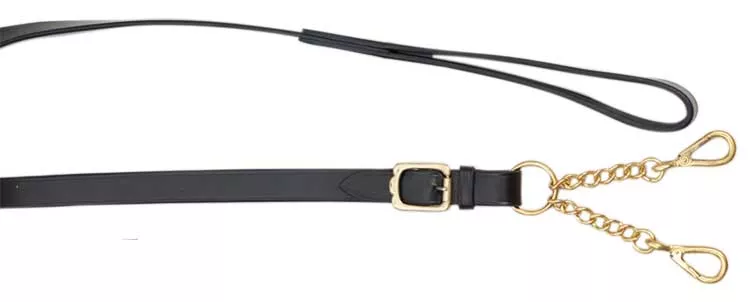 Leather Lead - Brass Walsall Large