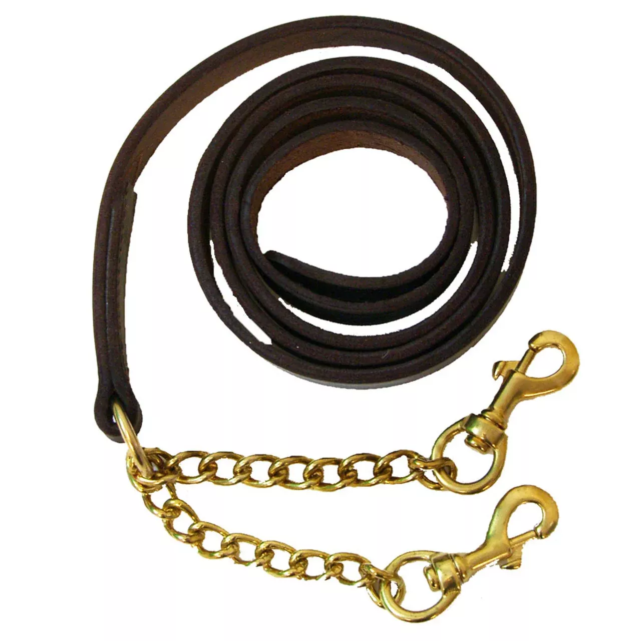 Leather Newmarket Lead with split chain - Havana