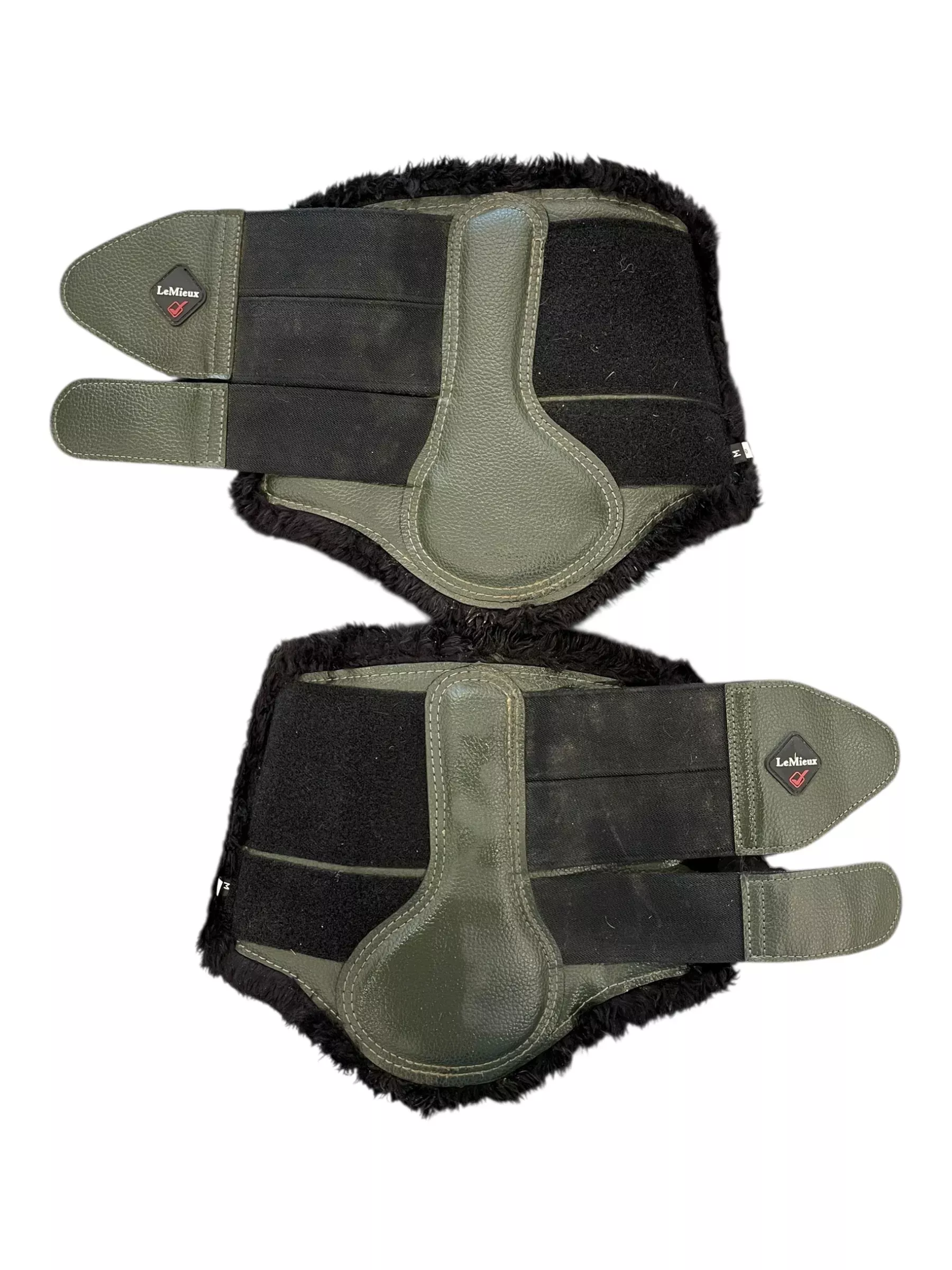 LeMieux Brush Boots *Set Of 2* - Dark Olive/Black - M - USED