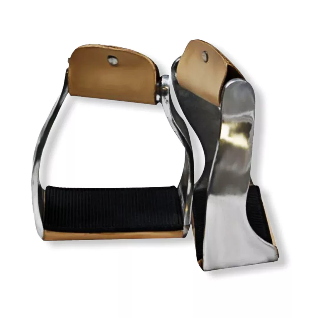 Lightweight Twisted Angled Aluminum Stirrups with Wide Rubber Grip Tread
