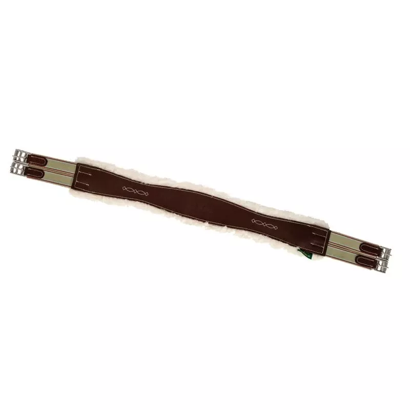 M. Toulouse Shaped Leather Girth W/Sheepskin Lining – Chocolate