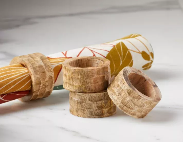 Mango Wood Napkin Rings (Set of 4)