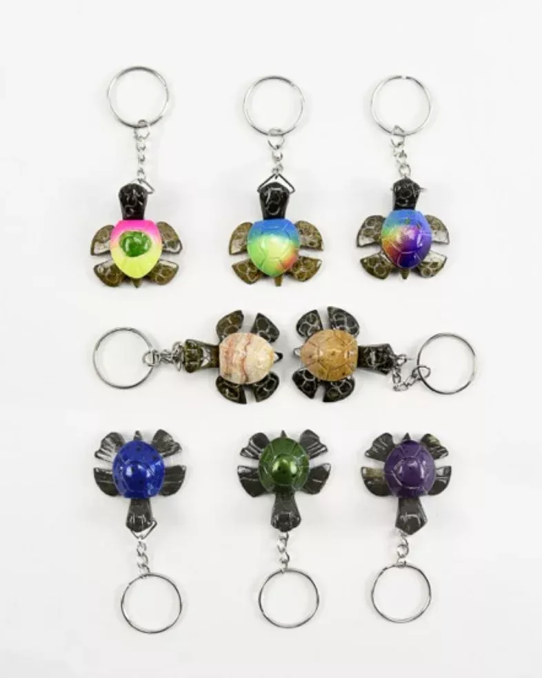 Marble/Onyx Turtle Keychain