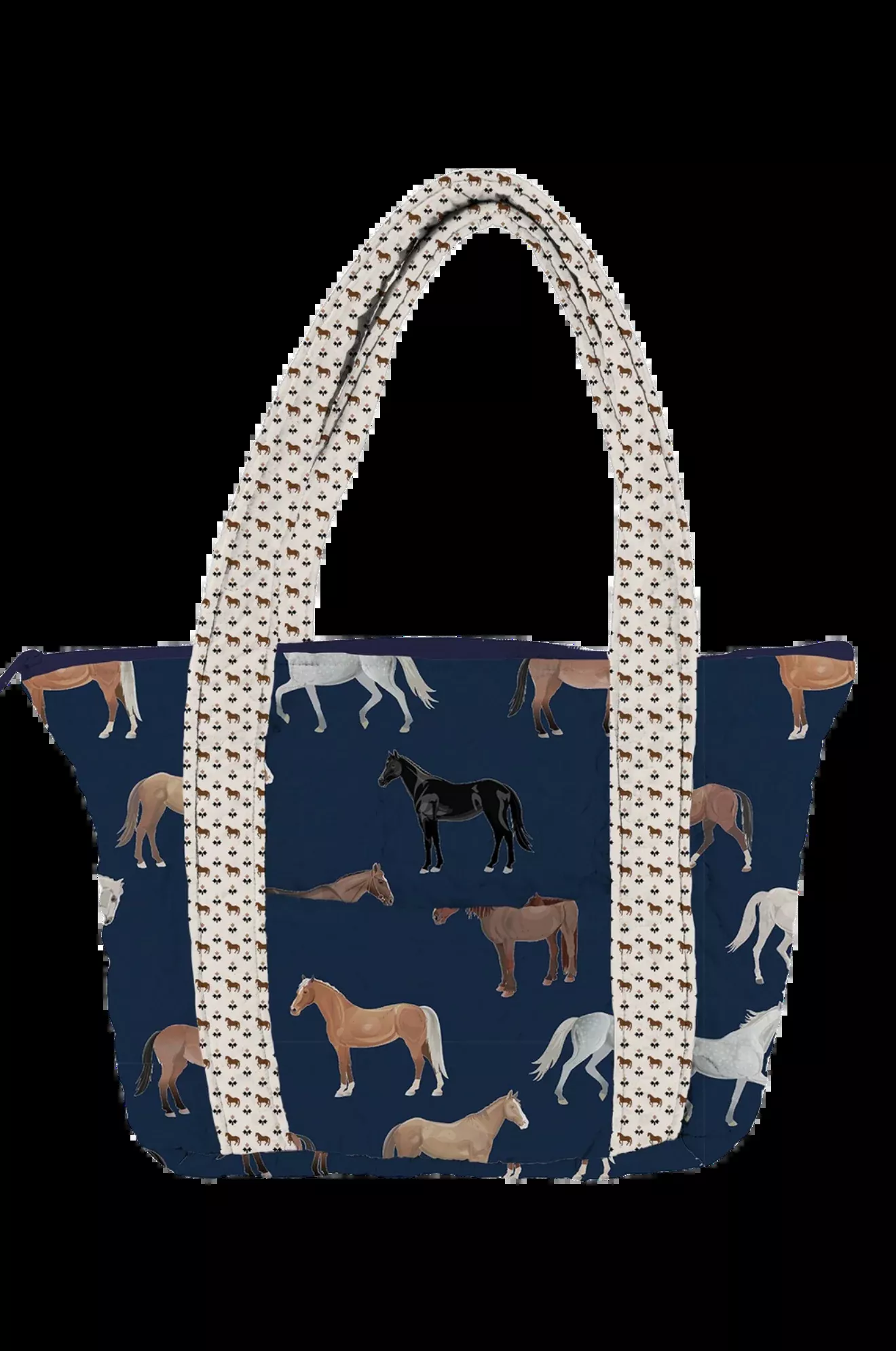 Meadow Herd Navy Zipper Tote