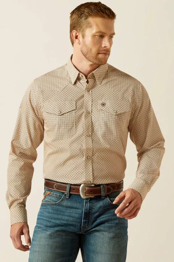 Men’s Ariat Eddie Tan Geo Print Snap Shirt