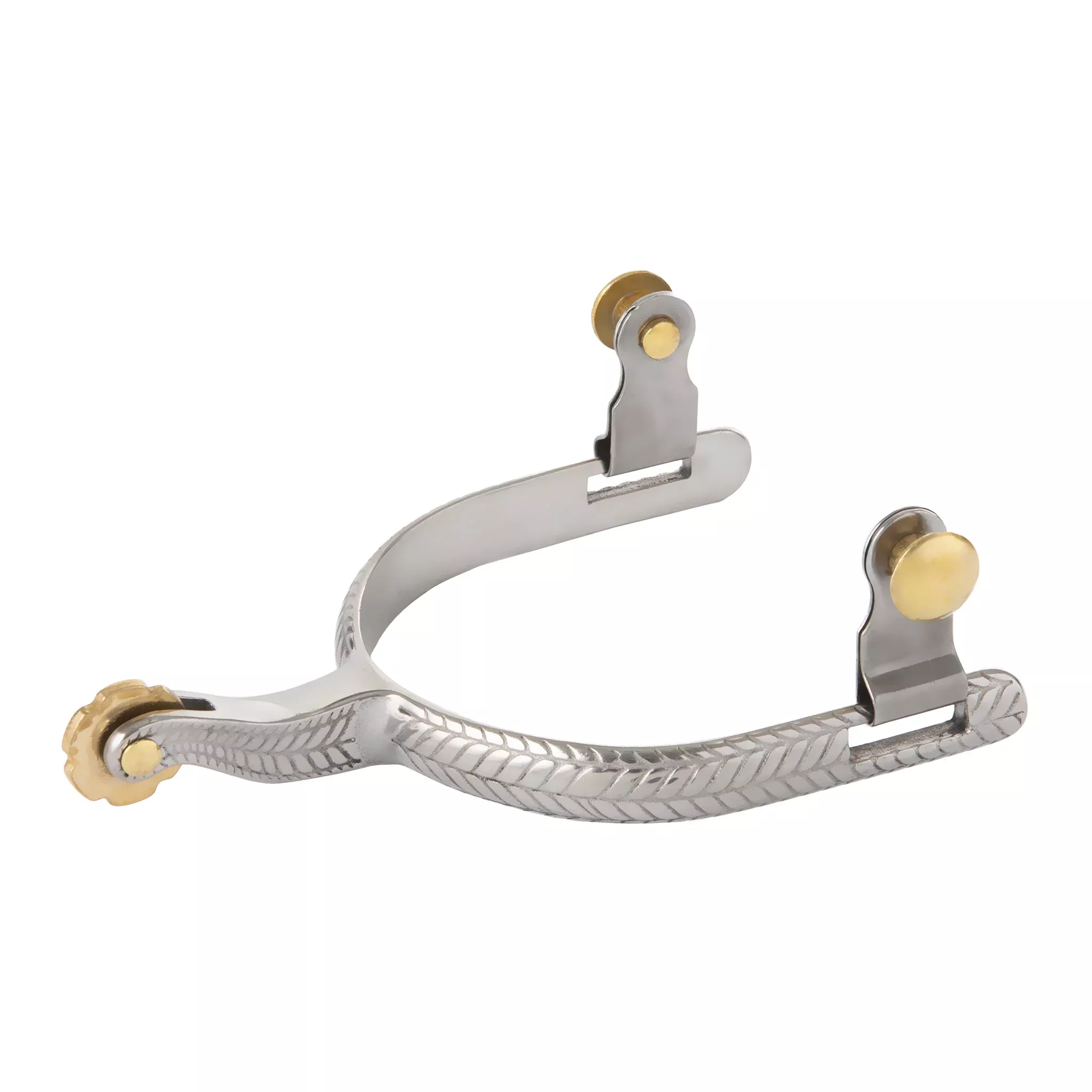 Men’s Roping Spurs with Engraved Band and Rosebud Rowel