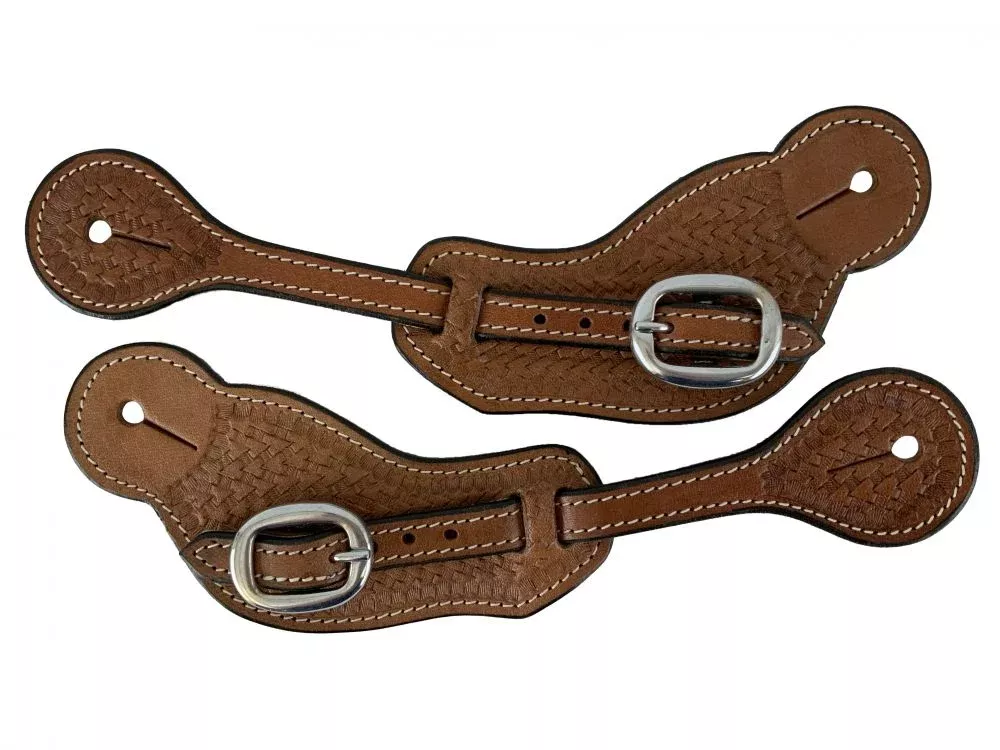 MEN'S SIZE BASKET STAMP LEATHER SPUR STRAPS
