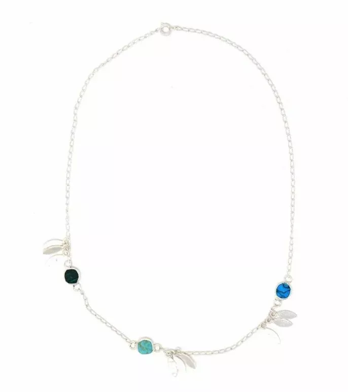 Mexican Taxco Feathers and Turquoise Silver-Plated Necklace