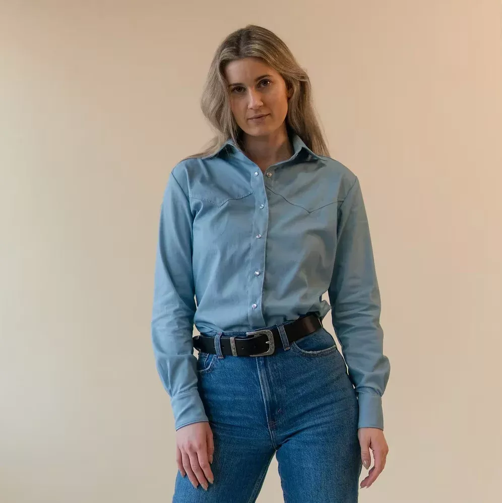 Milton Menasco Colt Light Wash Denim Western Shirt