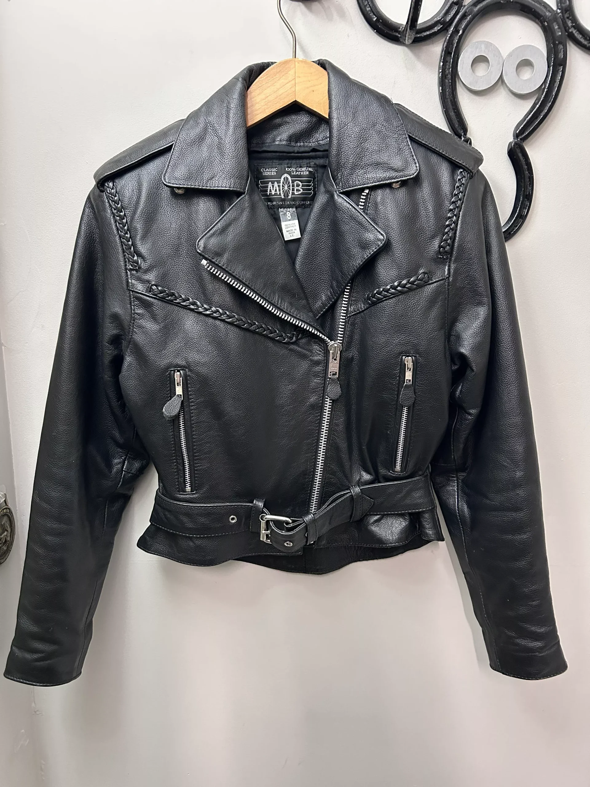 MOB Black Ladies Leather Jacket 8