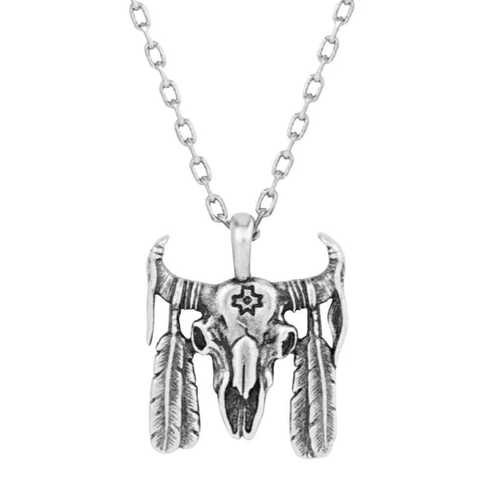 Montana Silversmiths Buffalo Skull Pendant Necklace
