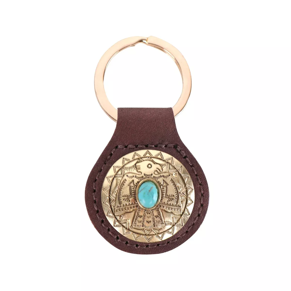 Montana West Real Leather Thunderbird Concho Key Fob/Key Chain
