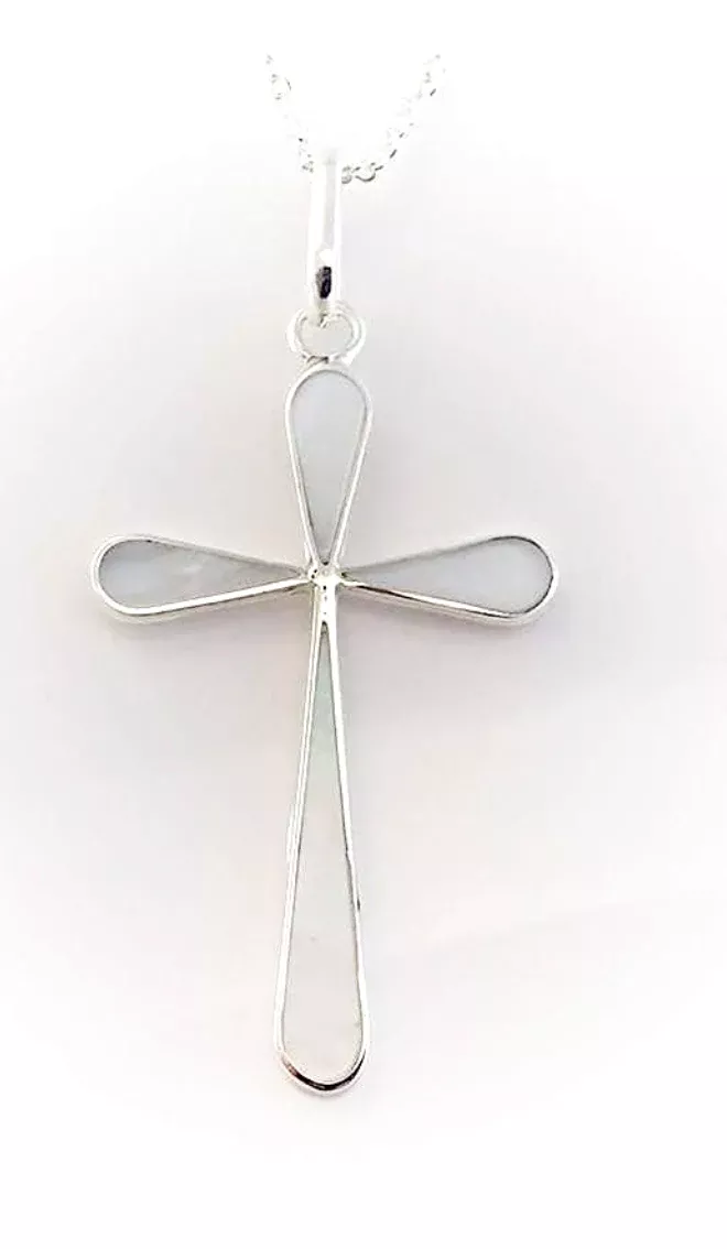 Mother of Pearl Inlaid Cross Necklace